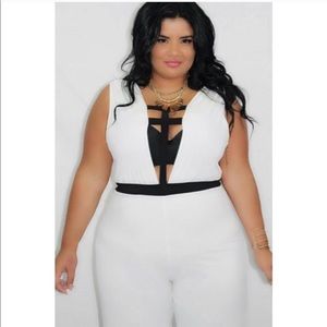 Caged black and white jumpsuit